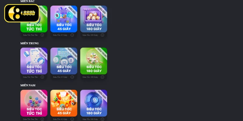 Các lựa chọn xổ số siêu tốc dành cho hội viên 888B