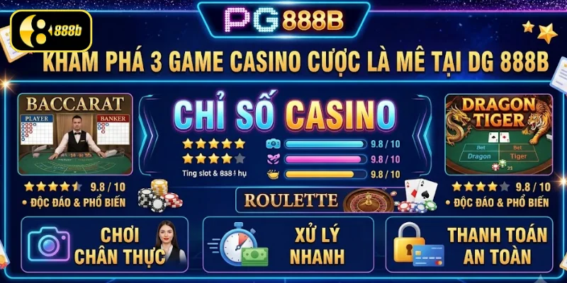 Chiêm ngưỡng 3 siêu phẩm Casino hấp dẫn tại DG 888B