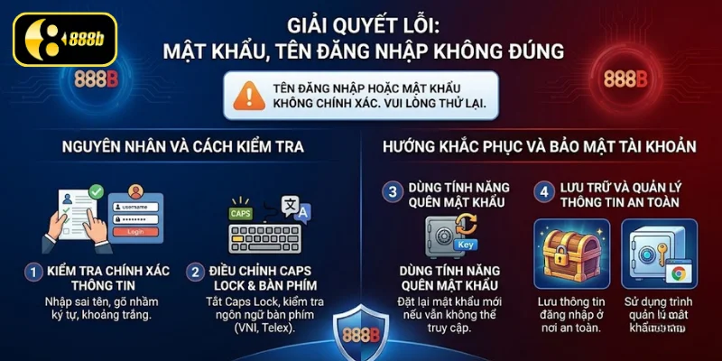 Lỗi mật khẩu và tên đăng nhập tài khoản không đúng