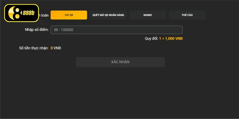 Nạp tiền 888B qua VIP QR diễn ra nhanh chóng