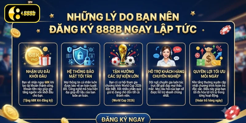 Những lý do bạn nên đăng ký 888B ngay lập tức